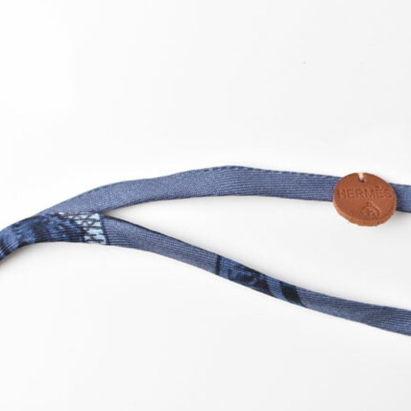 Hermes Choker Bangle Serie HERMES Necklace Bracelet Petit h Silk Blue Multi W... - Picture 4 of 7
